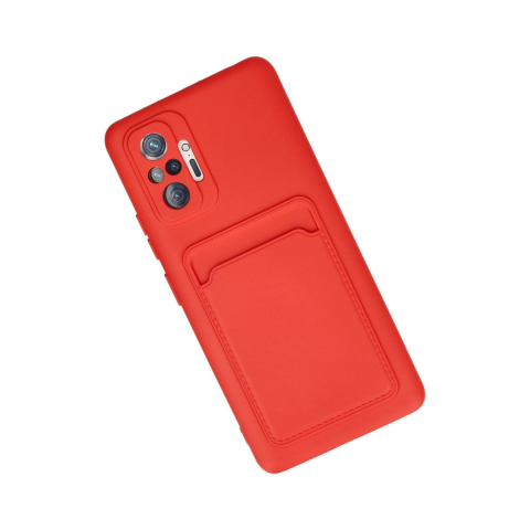 Xiaomi Redmi Note 10 Pro Kılıf Kelvin Kartvizitli Silikon - Kırmızı