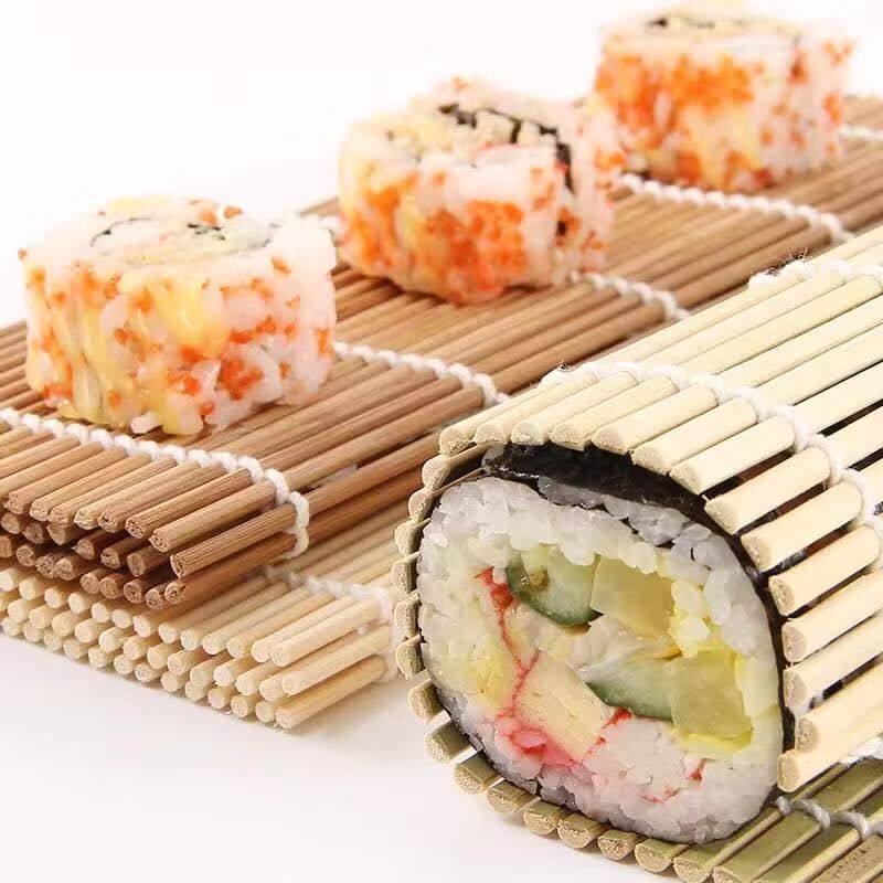 Bambu Sushi Sarma Hasırı, 24x24 cm, Doğal Bambu Sushi Matı