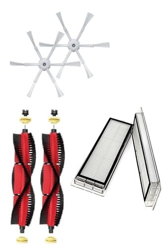 Roborock S5 Max, S6 Maxv ve S6 Pure ile uyumlu 6 kollu yan fırça ve Hepa filtre seti N1
