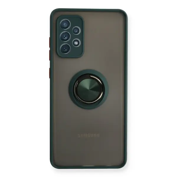 Samsung Galaxy A72 Kılıf Montreal Yüzüklü Silikon Kapak - Yeşil