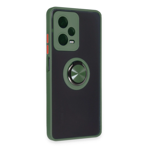 Xiaomi Redmi Note 12 5g Kılıf Montreal Yüzüklü Silikon Kapak - Yeşil