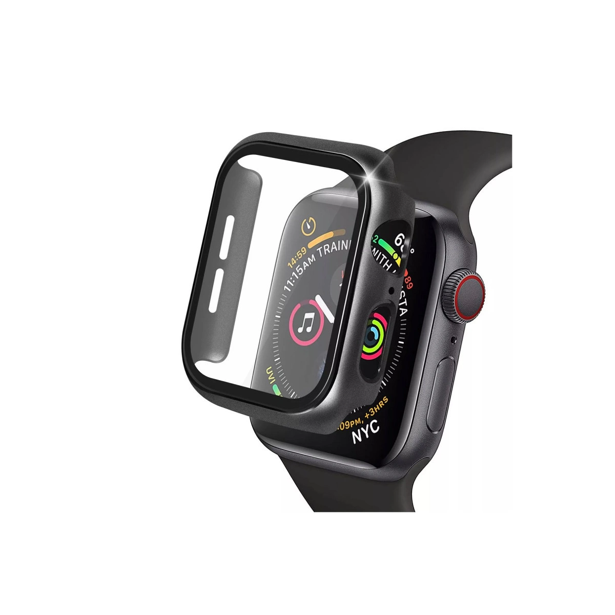Apple Watch 42mm Camlı Kasa Ekran Koruyucu - Siyah