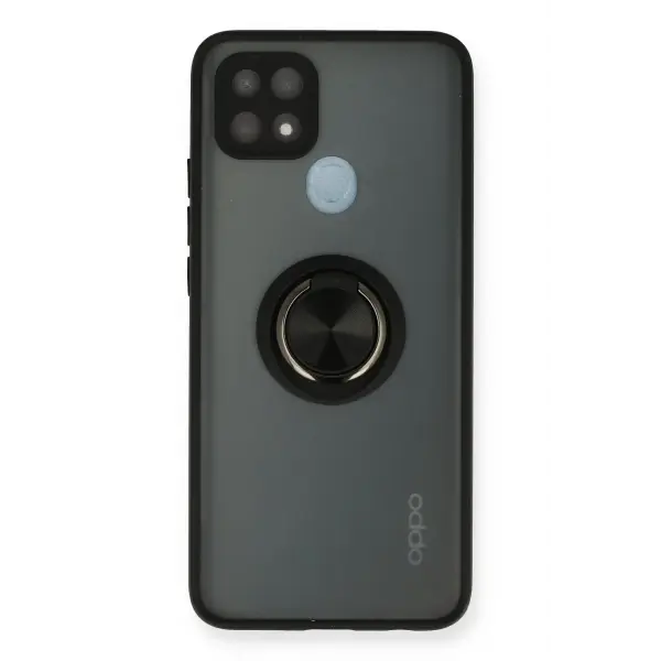 Oppo A15 Kılıf Montreal Yüzüklü Silikon Kapak - Siyah