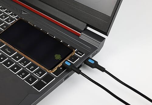 Micro USB Hızlı Şarj Kablosu Siyah + Mavi/Siyah Uç 150 CM
