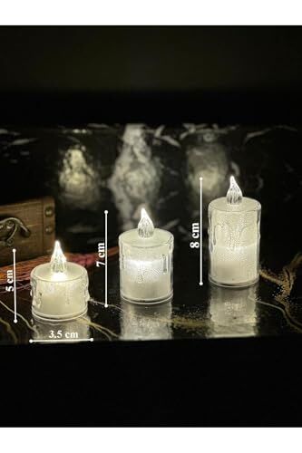 Led Mum, Lapidaria Titreyen Alevli Kristal Erimiş, 3'lü Hareket Alevli Eriyen Yapay Mum Pilli Led, Sarı, Mum1002