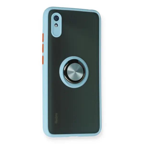 Xiaomi Redmi 9A Kılıf Montreal Yüzüklü Silikon Kapak - Buz Mavi