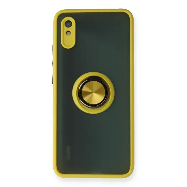 Xiaomi Redmi 9A Kılıf Montreal Yüzüklü Silikon Kapak - Sarı