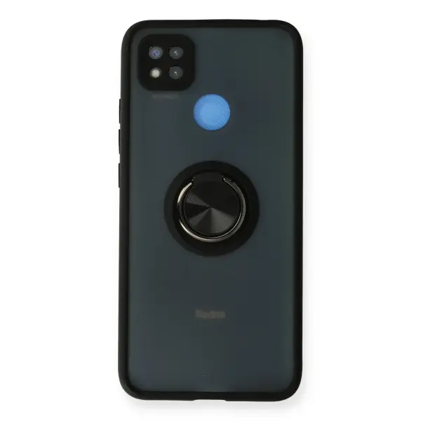 Xiaomi Redmi 9C Kılıf Montreal Yüzüklü Silikon Kapak - Siyah