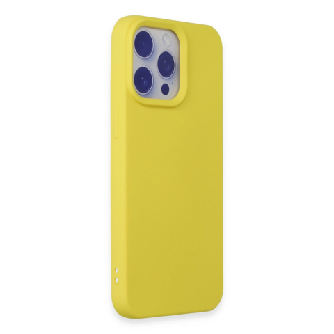 Apple İphone 15 Pro Max Kılıf Nano İçi Kadife Silikon - Sarı