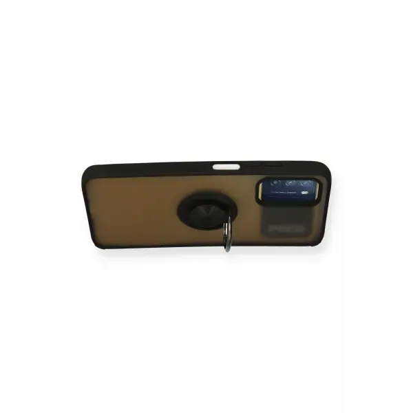 Xiaomi Redmi 9T Kılıf Montreal Yüzüklü Silikon Kapak - Siyah