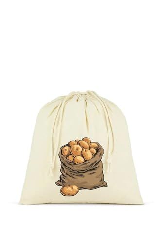 Patates, Soğan ve Sarımsak Saklama Torbası, 3'lü Set, Ham Bez Kumaş, Çekme İpli