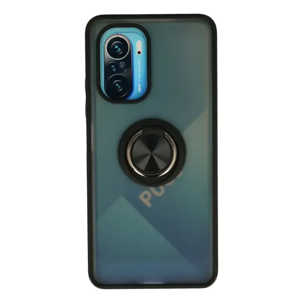 Xiaomi Redmi K40 Kılıf Montreal Yüzüklü Silikon Kapak - Siyah