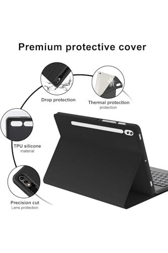 Tab S7 FE 12.4 İnç ile Uyumlu Bluetooth Türkçe Q Klavyeli Kılıf Kapak (Tablet Değildir), Mavi