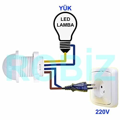 220V Pır Hareket Sensörlü 25 cm Kablolu LED Lamba
