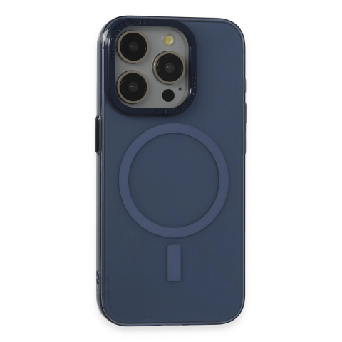 Apple İphone 15 Pro Kılıf Anka Pc Magneticsafe Sert Metal Kapak - Lacivert