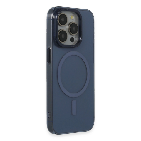 Apple İphone 15 Pro Kılıf Anka Pc Magneticsafe Sert Metal Kapak - Lacivert