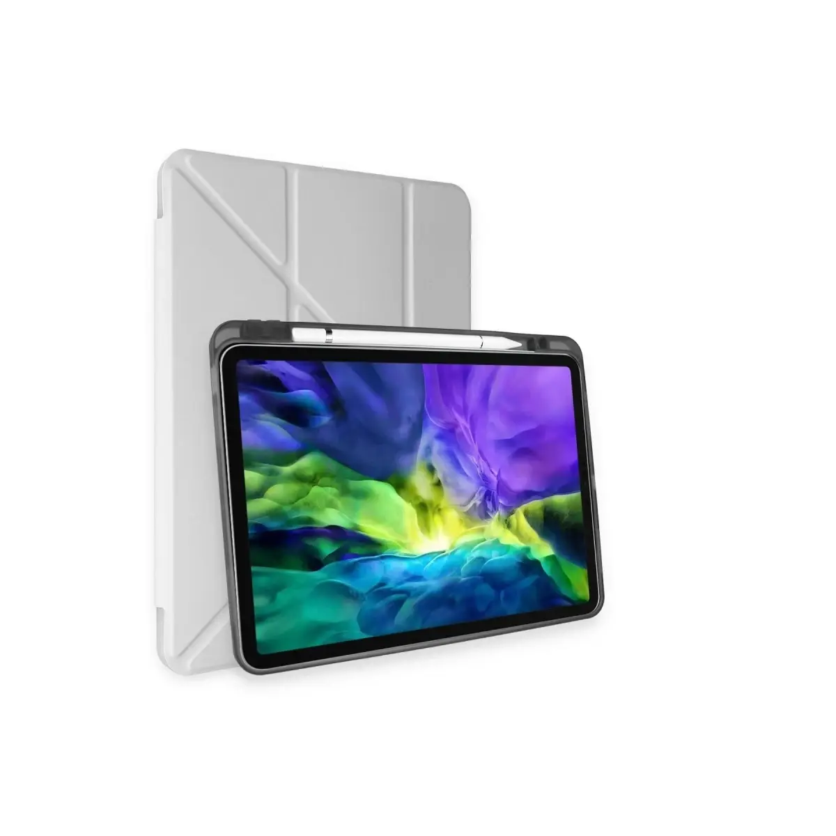 Apple iPad Pro 11 (2024) Kılıf Kalemlikli Mars Tablet Kılıfı - Gri