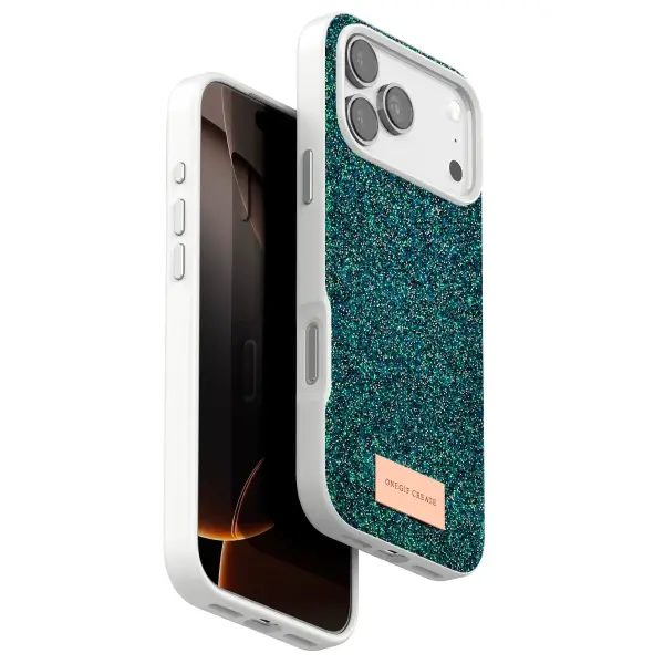 Onegif Apple iPhone 17 Pro Bright Simli Kapak - Koyu Yeşil