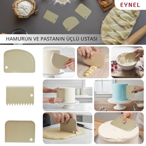 3'lü Hamur Pasta Kesici, Kazıyıcı, Dilimleyici ve Şekillendirici Plastik Aparat (Asortili)
