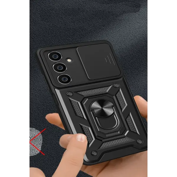 Samsung Galaxy A05S Kılıf Pars Lens Yüzüklü Silikon - Kırmızı