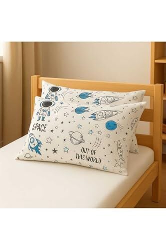 Yastık; Çocuk Yetişkin Kılıfı 50x70 cm, 2 Adet, Uzay Astronot Grili