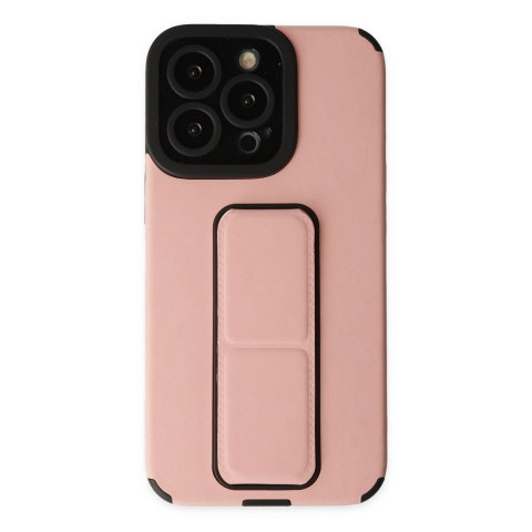 Apple İphone 14 Pro Kılıf Mega Standlı Silikon - Pudra