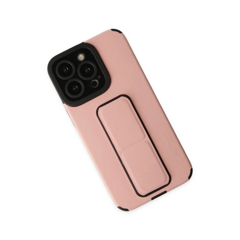 Apple İphone 14 Pro Kılıf Mega Standlı Silikon - Pudra
