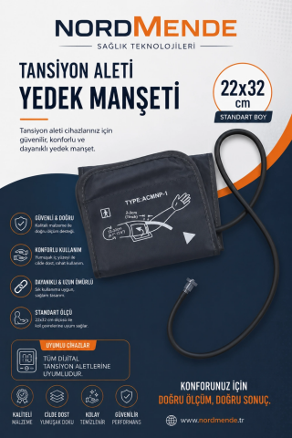 Dijital Tansiyon Aleti Manşeti 22-32 Cm Evrensel Yedek Kol Manşeti Tüm Dijital Tansiyon Aletleri İle Uyumlu Dijital Tansiyon Aleti Manşeti 22-32 Cm Evrensel Yedek