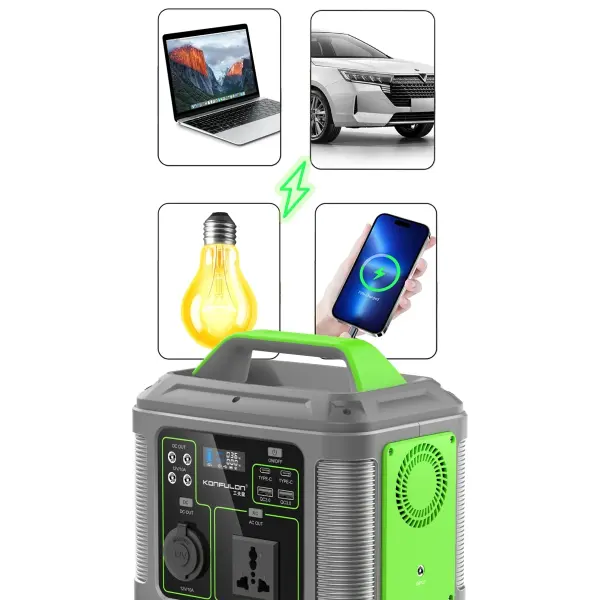 Konfulon CN04 Powerbank 300W 60.000 mAh 5W Led Işıklı Kamp Şarj PD 60W - Gri