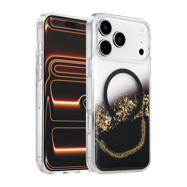 Onegif Apple İphone 17 Pro Max Lotus Simli Magsafe Kapak - Siyah