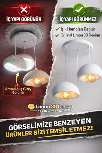 3D Beton Sarkıt Avize Rustik Bohem Modern Tekli Sarkıt Avize E27 Ampul Dahil Yvr-B-100-55