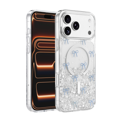 Onegif Apple İphone 17 Pro Max Misk Simli Magsafe Kapak - Desen 3