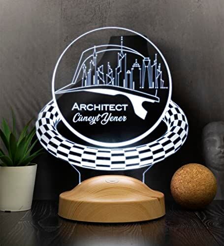 Mimara Özel LED Masa Lambası, Kişiye Özel Baret Şekilli 3D Lamba