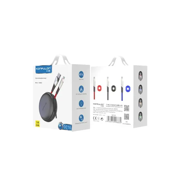 Konfulon DC16 Micro USB Kablo 1M 2.4A - Kırmızı