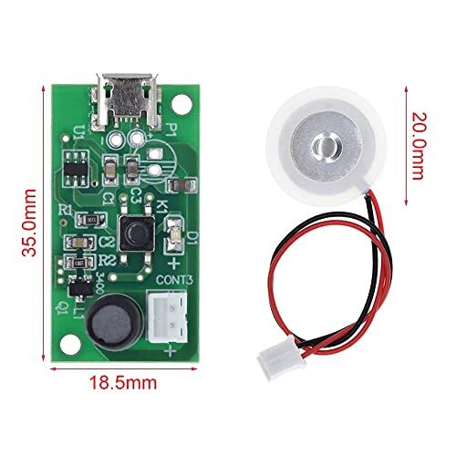 Micro Usb Ultrasonik Nem Üretici Devre, Seramik Disk Transducer 5V 2W, 38 ml/saat, 16 mm-20 mm Piezoelektrik Disk