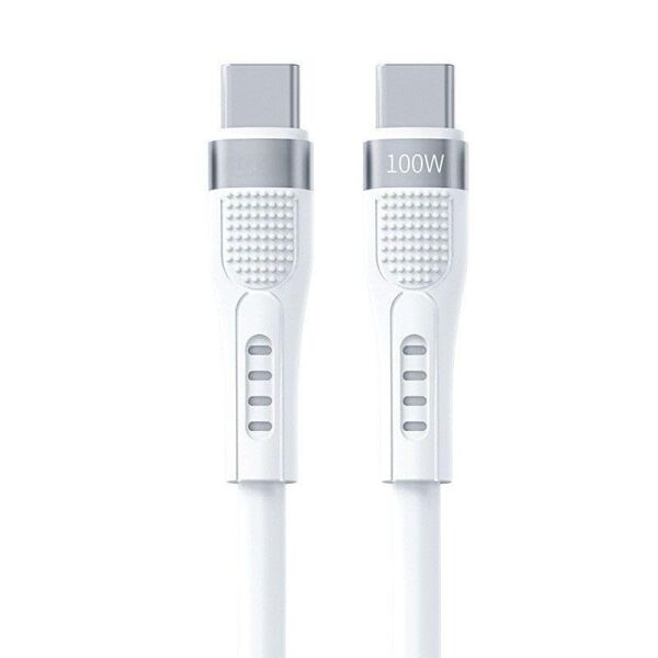 100W Type-C to Type-C Hızlı Şarj ve Veri Kablosu, 1.3m, Beyaz, AZ-B03a