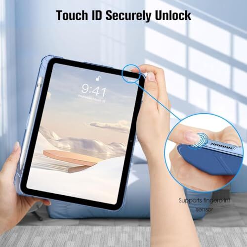 iPad 11.Nesil A16 11inç/10.Nesil 10.9inç uyumlu Flip Cover kalem bölmeli PC kılıf - Lacivert