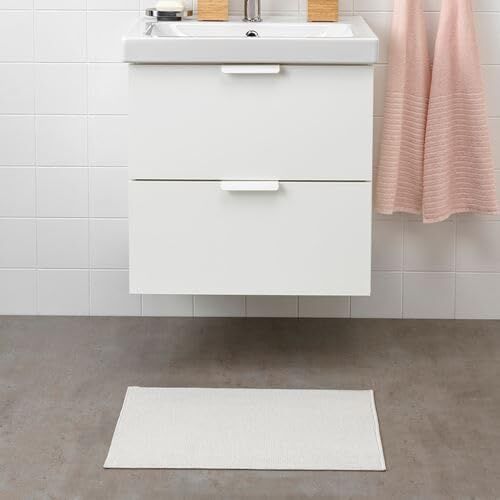40x60 cm Banyo Paspası, Beyaz, İnce, Kaydırmaz