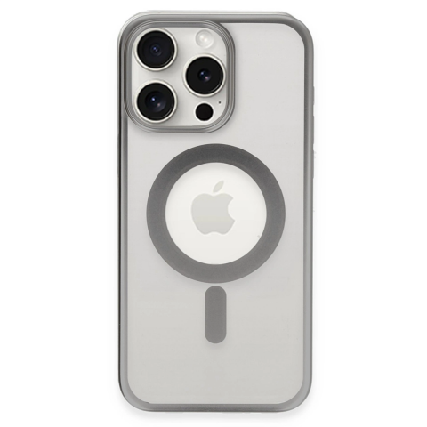 Apple İphone 15 Pro Max Kılıf Erozi Magsafe Kapak - Gümüş