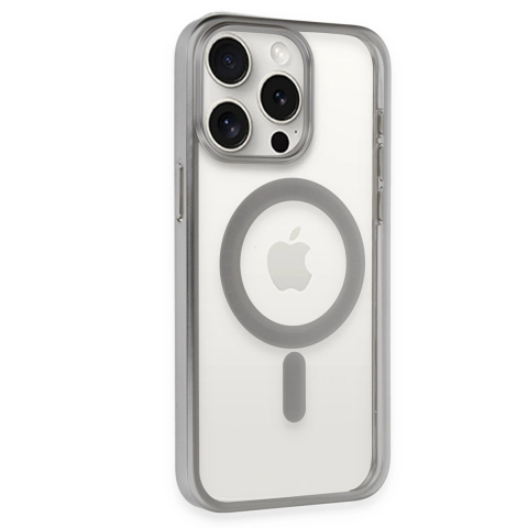 Apple İphone 15 Pro Max Kılıf Erozi Magsafe Kapak - Gümüş