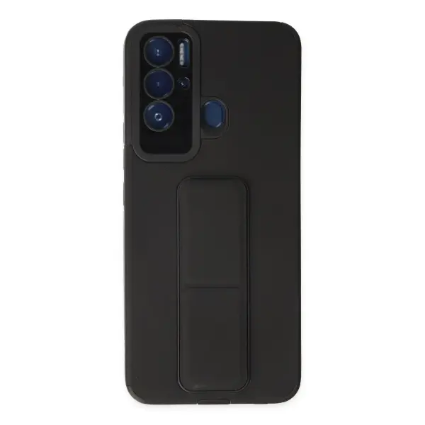 Tecno Pova Neo Kılıf Mega Standlı Silikon - Siyah