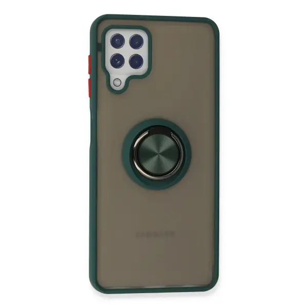 Samsung Galaxy A22 Kılıf Montreal Yüzüklü Silikon Kapak - Yeşil