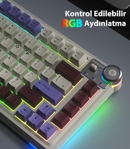 AU75 3 Modlu RGB Hot Swap Mekanik Tkl Seiya Switch Kablosuz Makrolu Klavye, Siyah