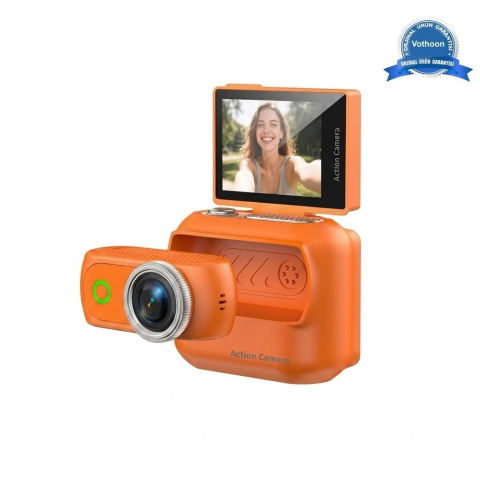 1080p Dijital Video Kamera (32gb) Kart Dijital Vlog Fotoğraf Makinesi  Türkçe  Turuncu