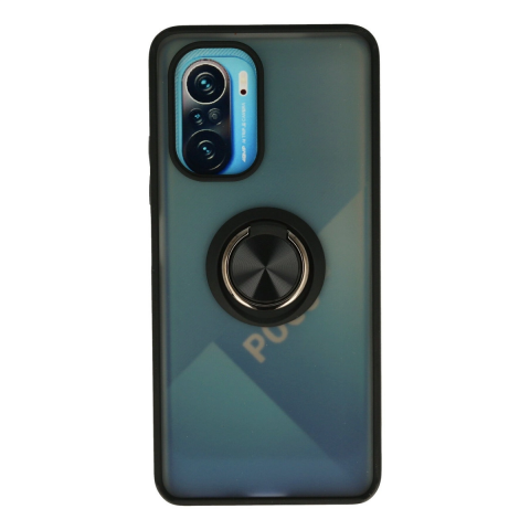 Xiaomi Redmi K40 Kılıf Montreal Yüzüklü Silikon Kapak - Siyah