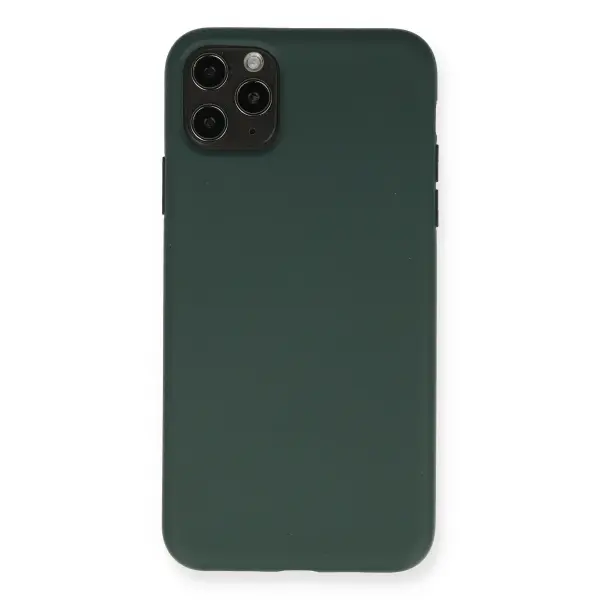 Apple iPhone 11 Pro Max Kılıf Nano içi Kadife Silikon - Koyu Yeşil
