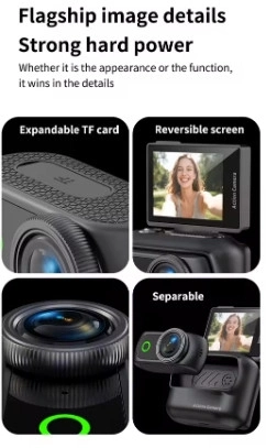 1080p Dijital Video Kamera (32gb) Kart Dijital Vlog Fotoğraf Makinesi  Türkçe  Siyah