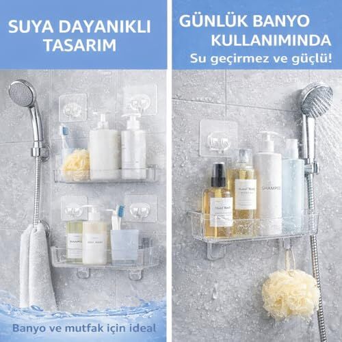 SOGUD Mutfak Askılığı Delme Gerektirmeyen Raf ve Havlu Askısı Fayans için Yapışkan Askı 10'lu Cam Şeffaf Kendinden Yapışkanlı Askı Set Güçlü Vakum Duvar Askısı Su Geçirmez Banyo