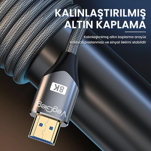 8K 60Hz 4K 120Hz 48 Gbps Hdr Arc Hdcp örgülü HDMI 2.1 kablo 1.5 Metre