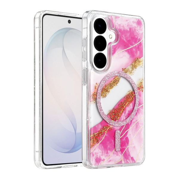 Onegif Samsung Galaxy S26 Lotus Simli Magsafe Kapak - Pembe